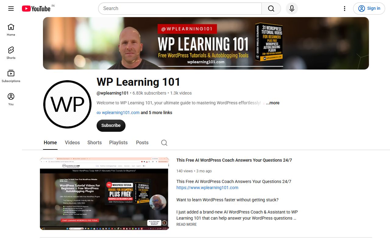 WP Learning 101 — YouTube Strategy & Channel Optimization screenshot